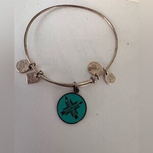 Silver Bangle Bracelet with Teal Charm
